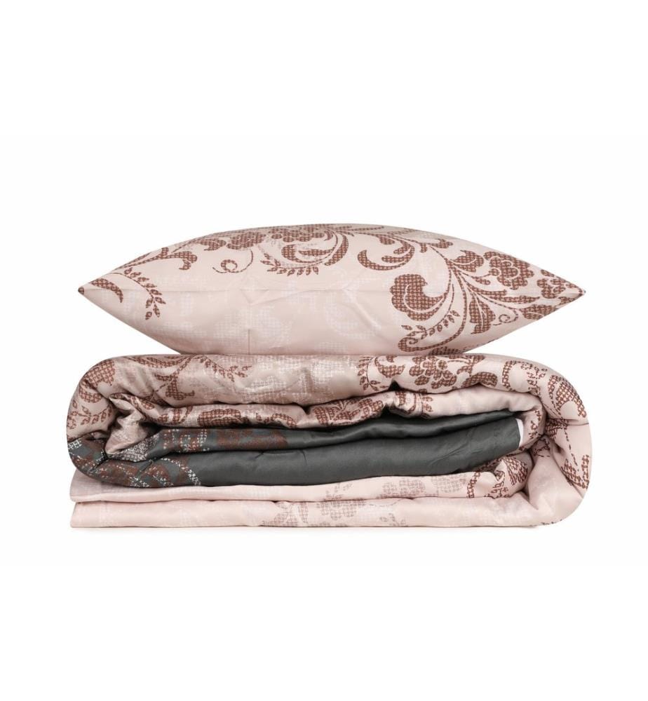 Satin King Quilt Cover Set , Brown, White, Cream, Turquoise, 100% Cotton Satin