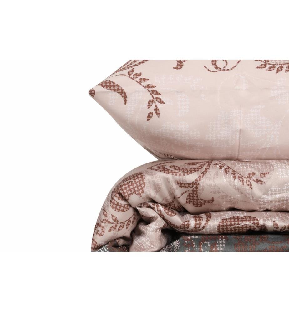 Satin King Quilt Cover Set , Brown, White, Cream, Turquoise, 100% Cotton Satin