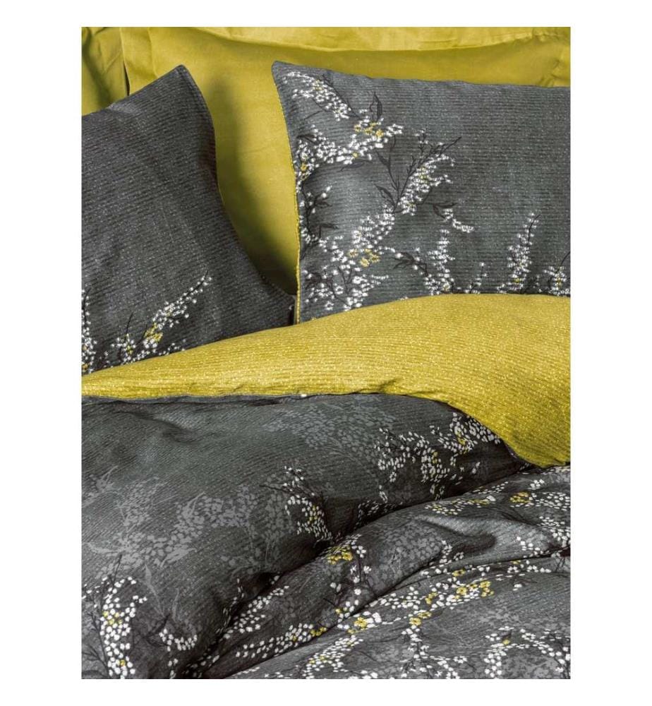 Satin Einzelbettbezug, Grün, Anthrazit, 100% Baumwolle Satin