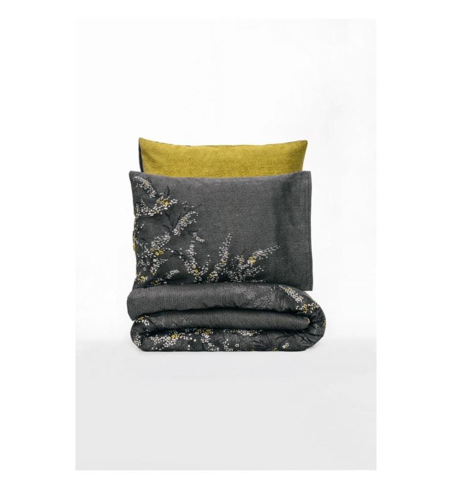Satin Einzelbettbezug, Grün, Anthrazit, 100% Baumwolle Satin