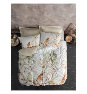 Set copripiumino singolo in raso, beige, bianco, verde, 100% cotone Satin