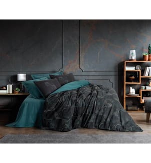 Set copripiumino singolo Ranforce , Blu petrolio, 100% cotone Ranforce