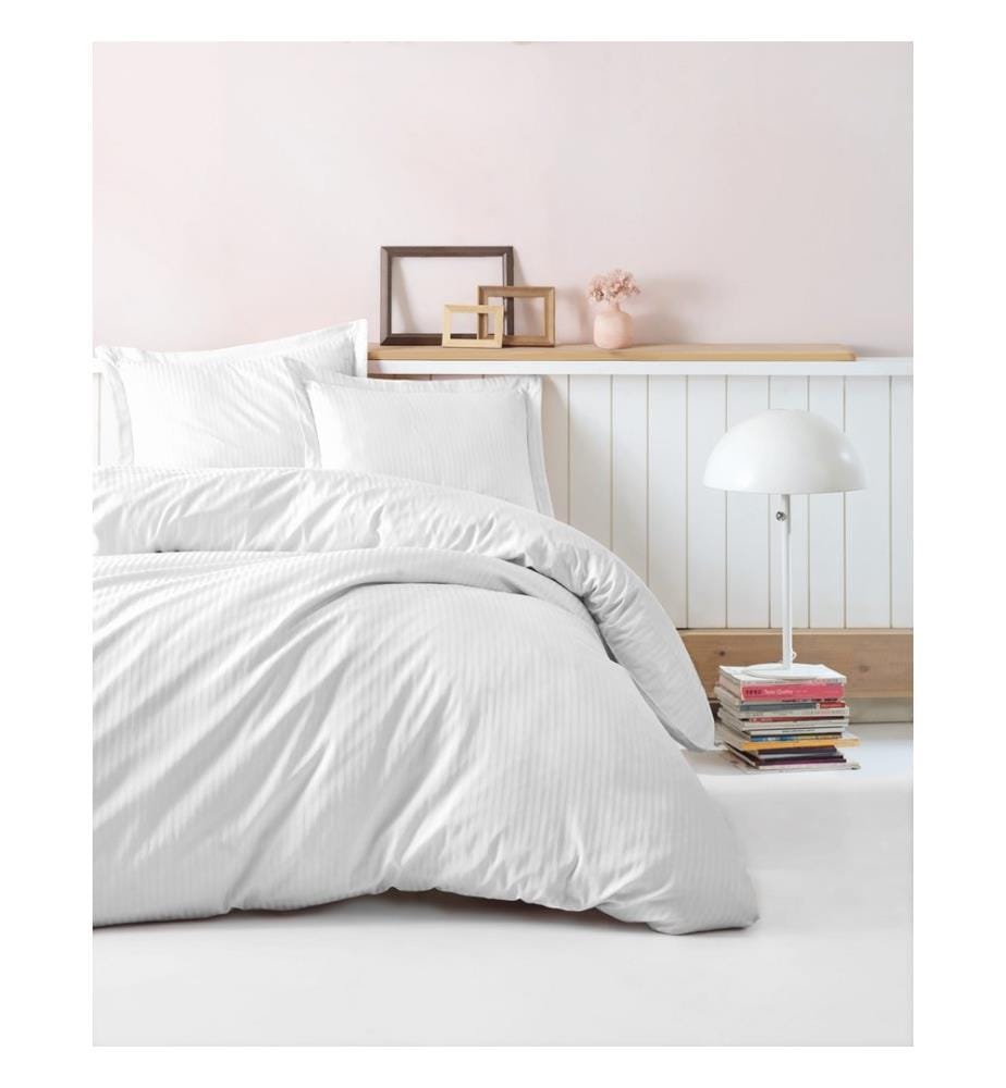 Set copripiumino re in raso, bianco, 100% cotone Satin