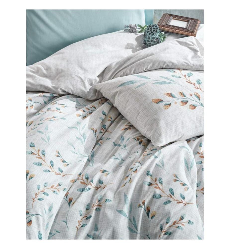Set copripiumino Ranforce Super King , Menta, Bianco, 100% cotone Ranforce