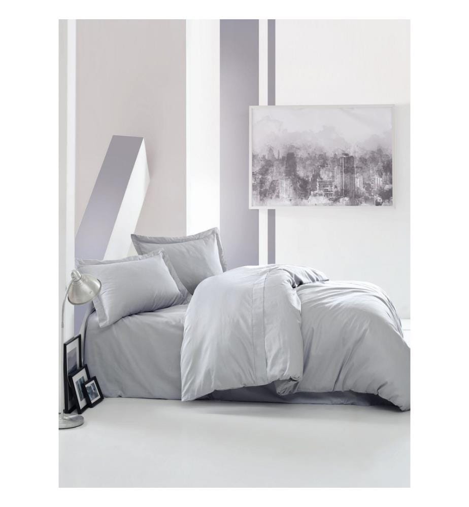 Satin Super King Steppdeckenbezug , Grau, 100% Baumwolle Satin