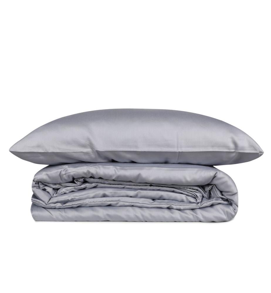 Satin Super King Steppdeckenbezug , Grau, 100% Baumwolle Satin