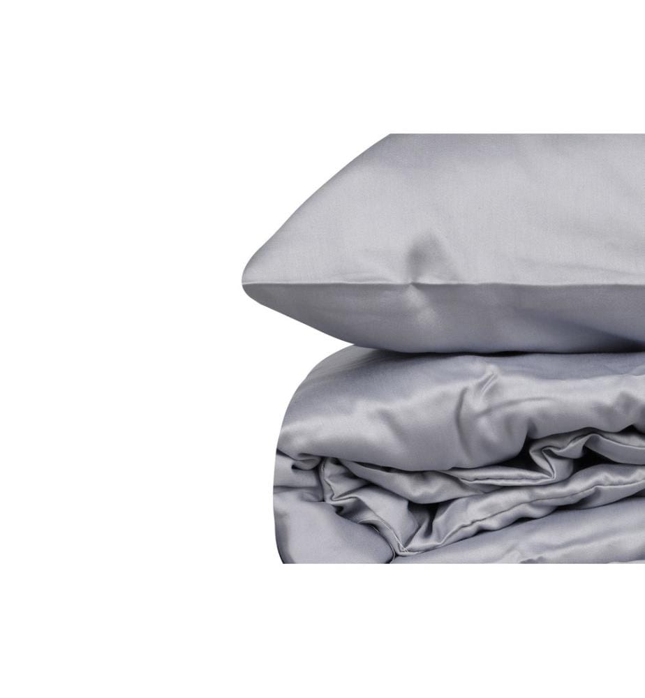 Satin Super King Steppdeckenbezug , Grau, 100% Baumwolle Satin