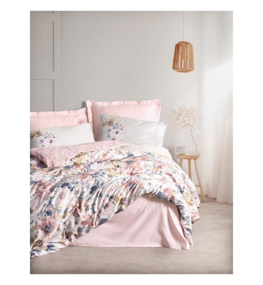 Satin Super King Steppdeckenbezug , Puder, 100% Baumwolle Satin