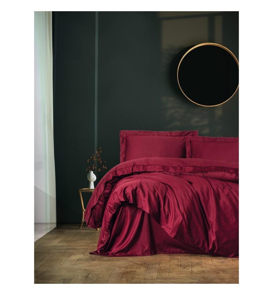Ranforce Super King Quilt Cover Set , Claret Red, 100% Cotton Satin