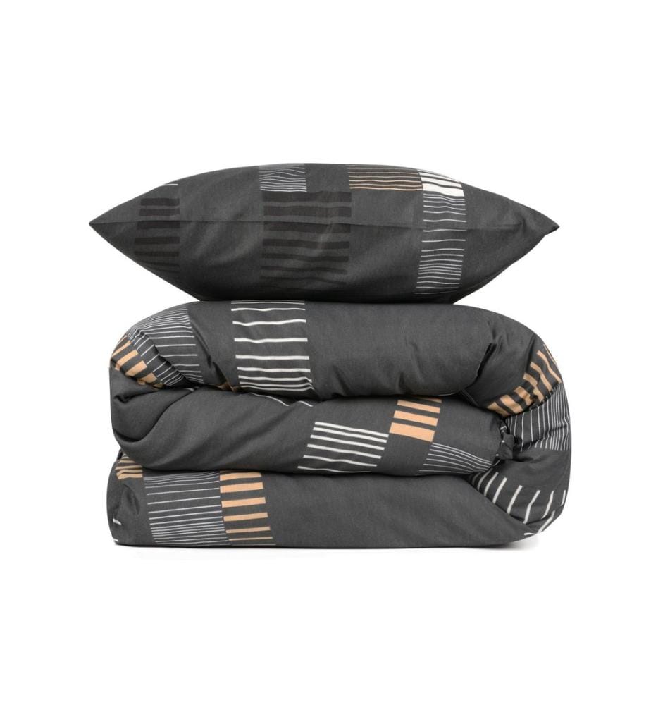 Super King Steppdeckenbezug , Anthrazit, Gold, Weiss, 65% Baumwolle / 35% Polyester