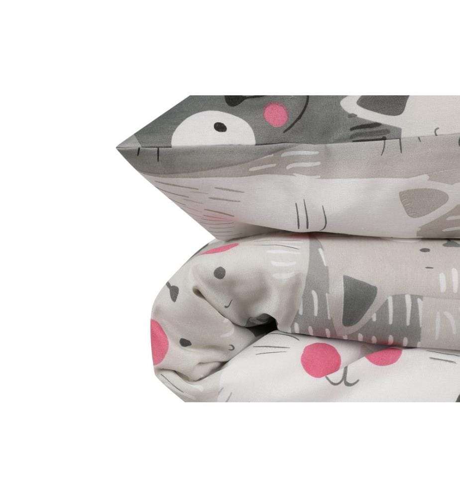 Housse de couette King, blanc, gris, noir, 65% coton / 35% polyester