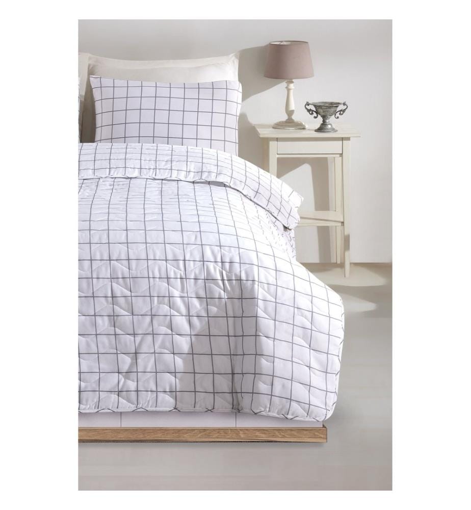 Ensemble de couvre-lit matelassé King, Gris, Blanc, 65 % COTON / 35 % POLYESTER (Housse) /