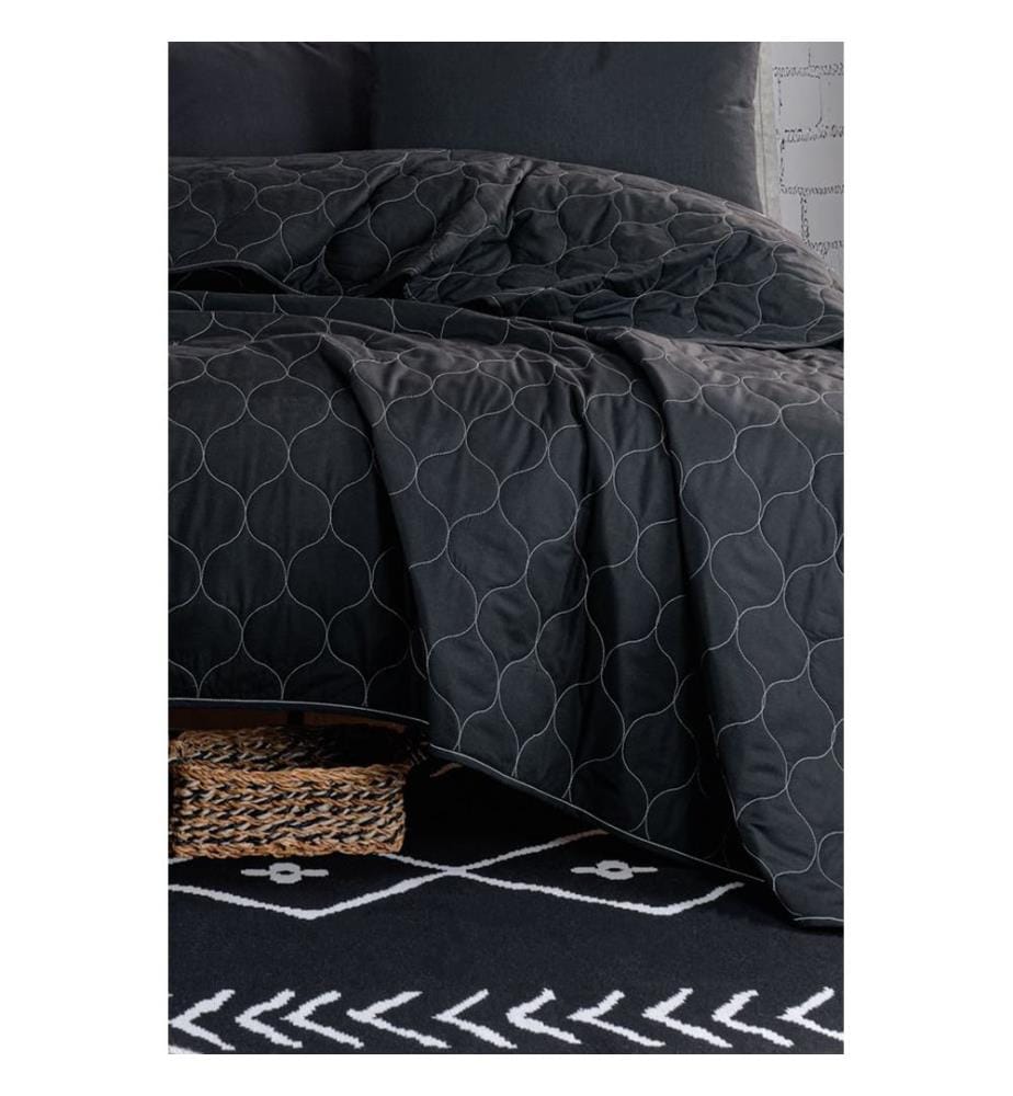 Ensemble de couvre-lit matelassé King, noir, 65 % COTON / 35 % POLYESTER (housse) /