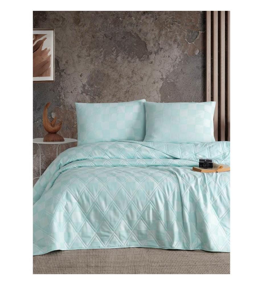 Ensemble de couvre-lit matelassé King, menthe, 70 % COTON / 30 % POLYESTER (housse) /