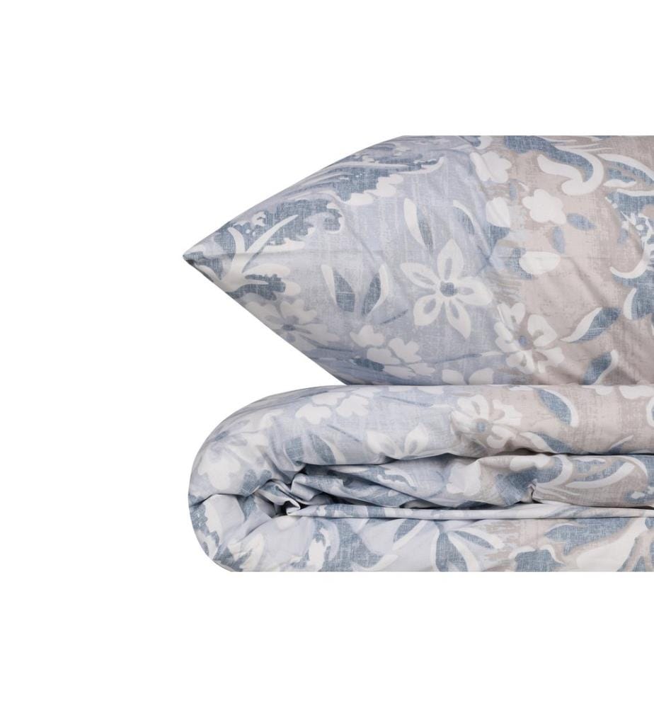 Ranforce Einzelner Steppdeckenbezug , Blau, Creme, 100% Baumwolle Ranforce