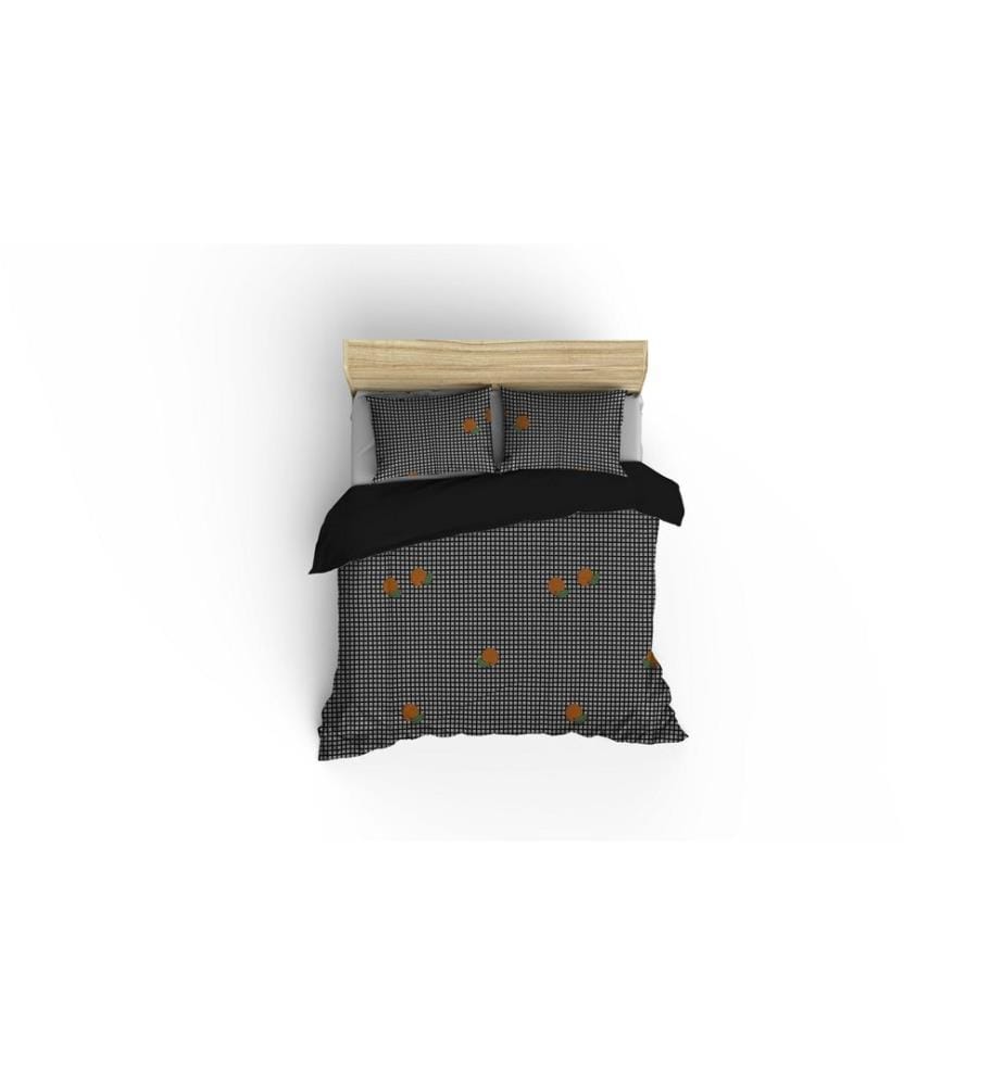Ranforce Single Quilt Cover Set, BlackWhiteOrangeGreen, Cotton Ranforce, Pigment Printing