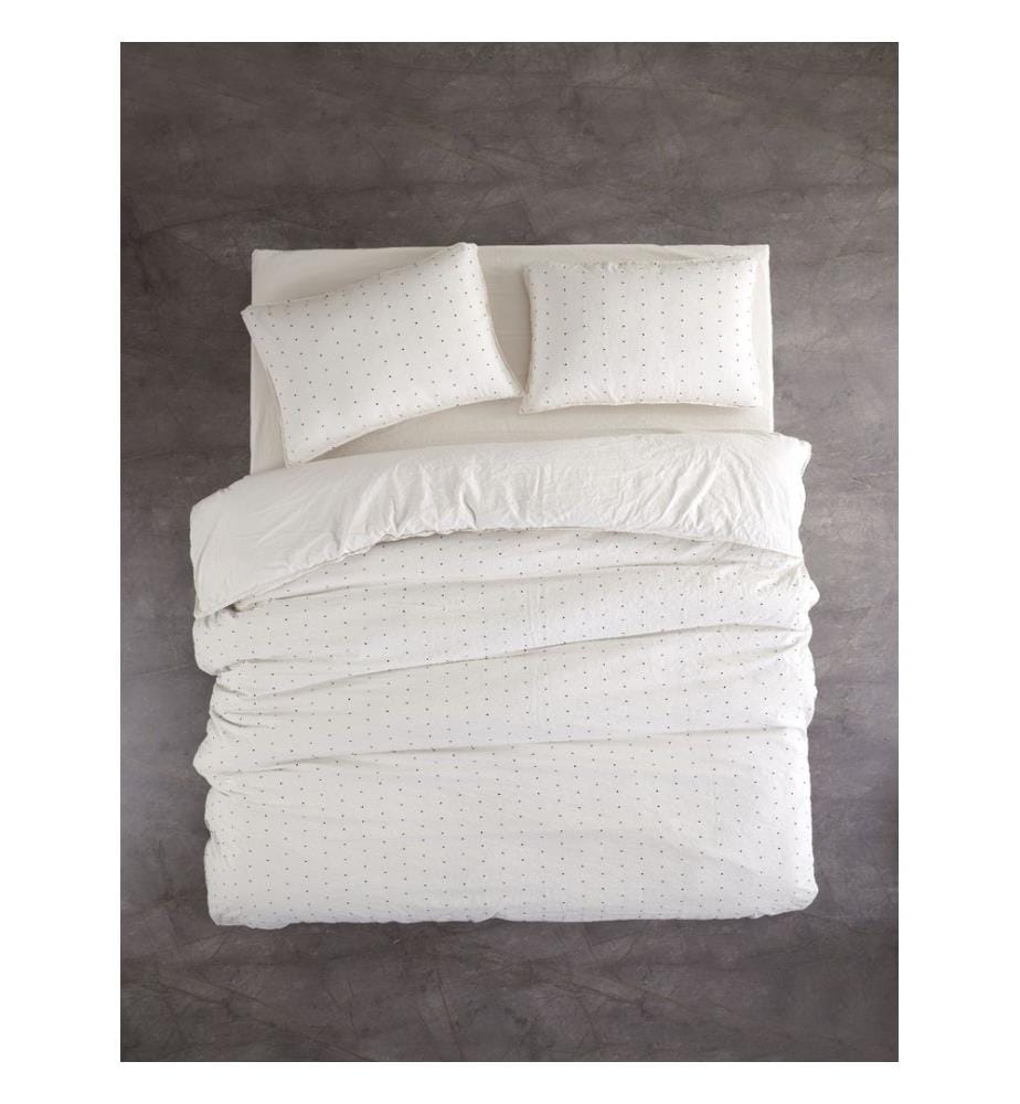 Ranforce Einzelbettbezug Set , Creme, Schwarz, 100% Baumwolle Ranforce, Garmentwash