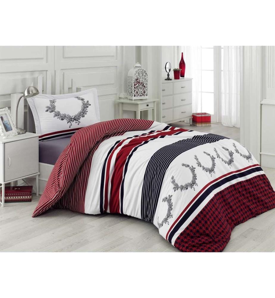 Ranforce King Quilt Cover Set , White, Black, Red, 100% Cotton Ranforce