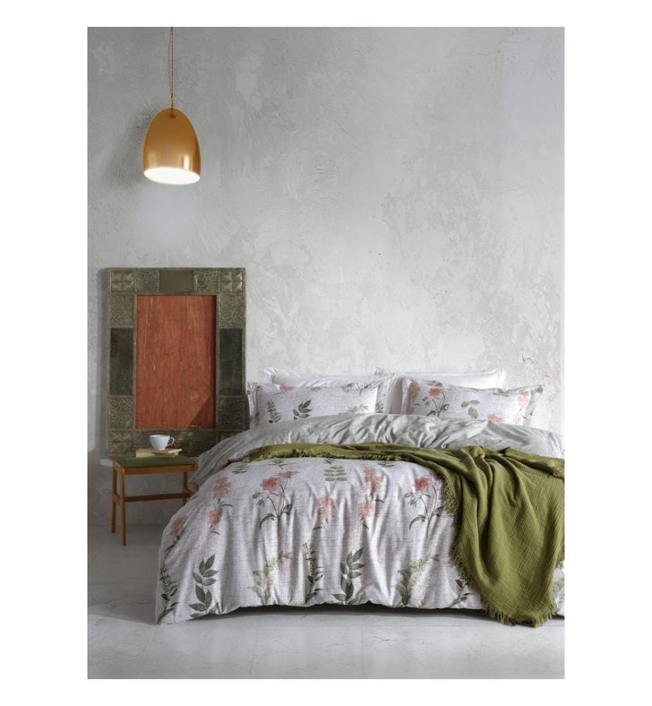Ranforce King Quilt Cover Set , Grey, Green, Pink, 100% Cotton Ranforce