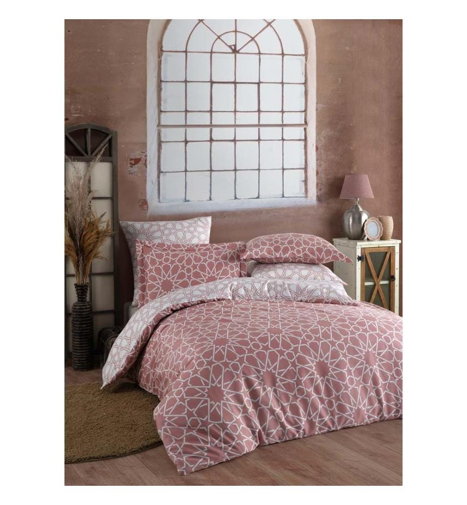 Satin King Quilt Cover Set , White, Pink, 100% Cotton Satin