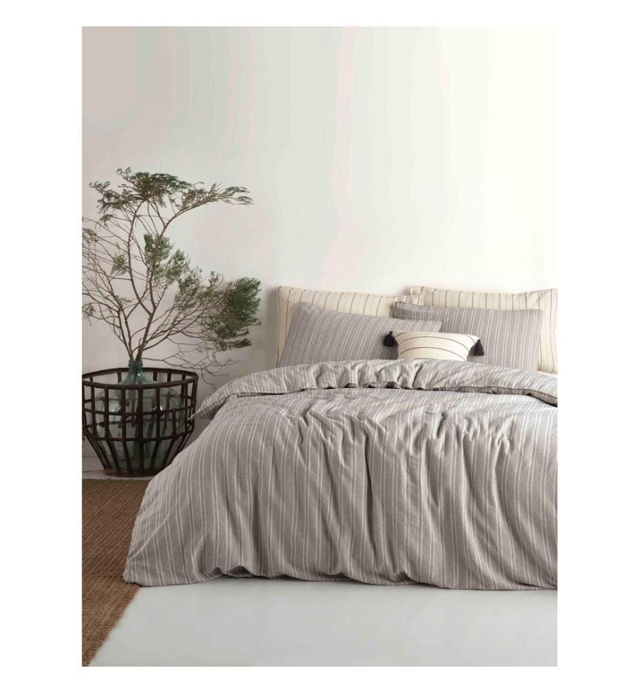 Ranforce King Quilt Cover Set , White, Black, 100% Cotton Ranforce, Garmentwash