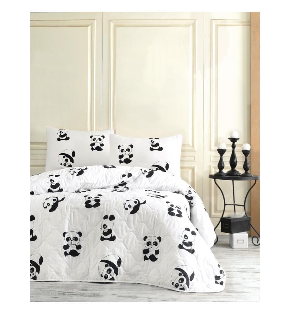 Ensemble de couvre-lit matelassé King, FR, 65 % coton / 35 % polyester (housse), noir et blanc