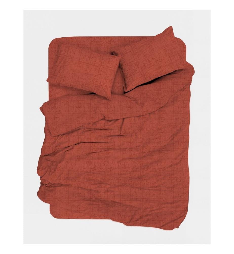 Housse de couette simple Ranforce, FR, 100 % coton RANFORCE, rouge tuile, jaune, blanc, noir