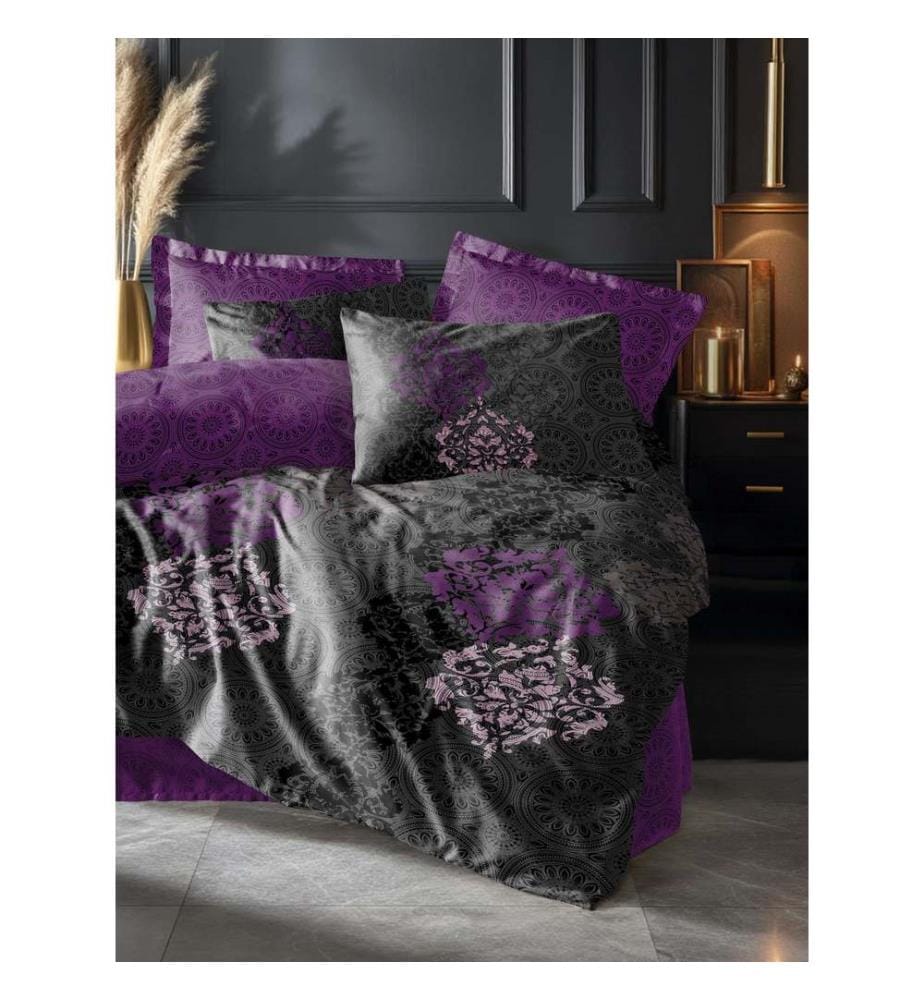 Satin-Bettwäscheset (Super King), FR, 100 % Baumwollsatin, Pflaume