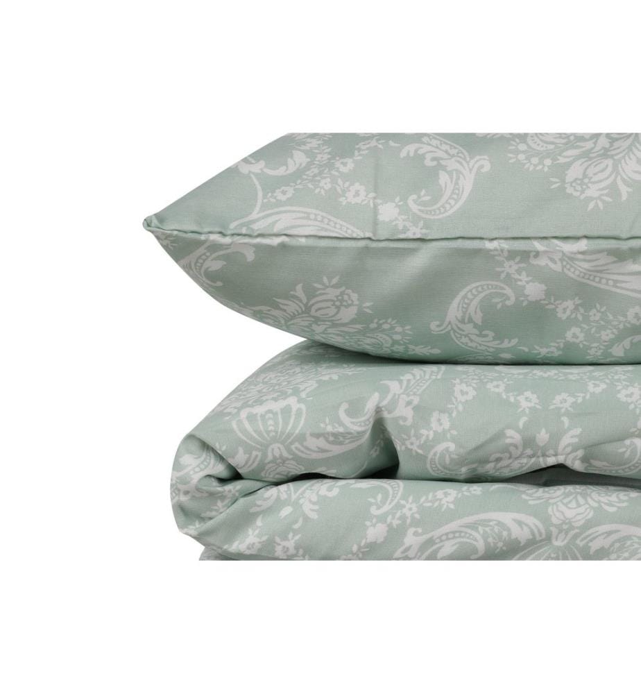 Housse de couette une place, FR, 65 % coton / 35 % polyester, vert d'eau, blanc