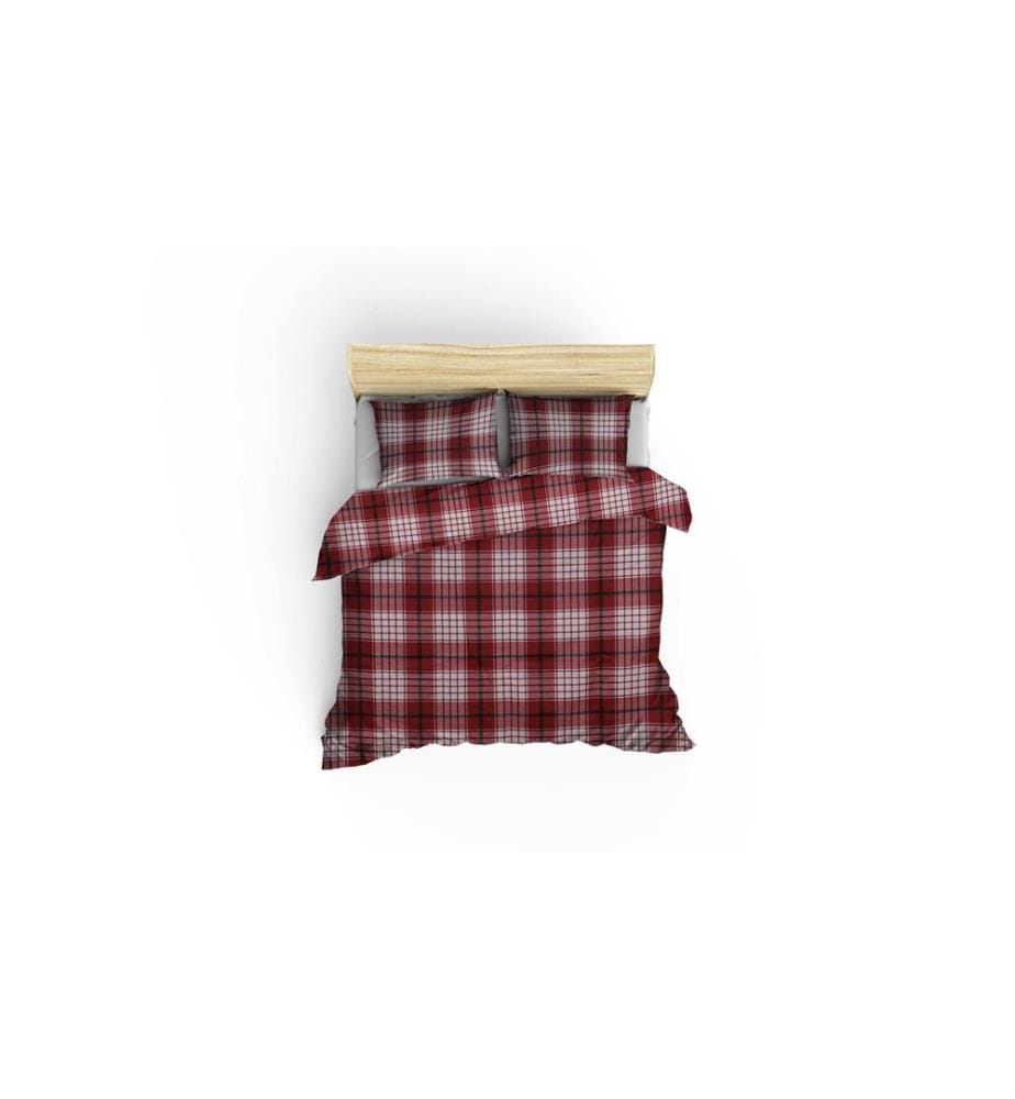 Housse de couette King, FR, 65 % coton / 35 % polyester, rouge et blanc