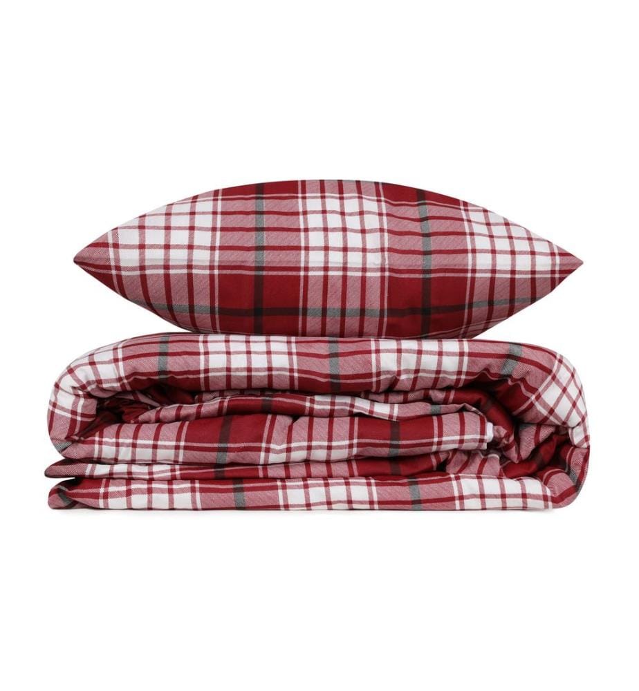 Housse de couette King, FR, 65 % coton / 35 % polyester, rouge et blanc