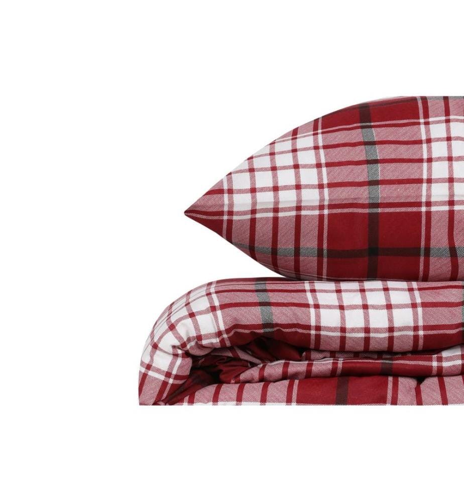 Housse de couette King, FR, 65 % coton / 35 % polyester, rouge et blanc