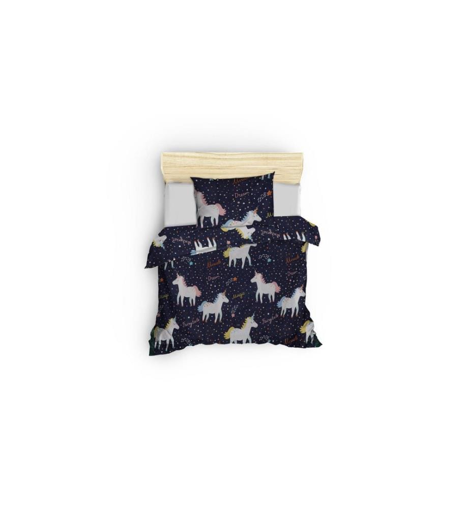 Housse de couette simple XL, DE, 65 % coton / 35 % polyester, bleu foncé, blanc, jaune