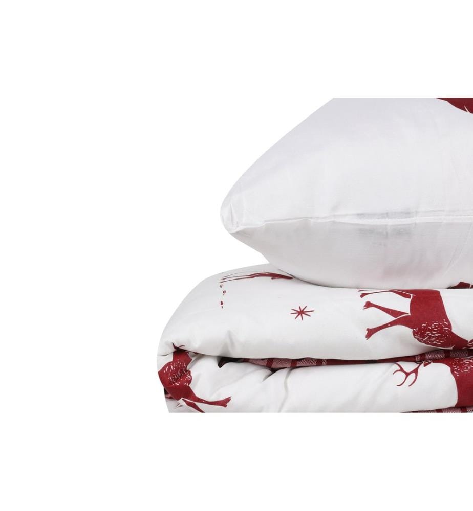 Housse de couette simple XL, DE, 65 % coton / 35 % polyester, rouge bordeaux, blanc