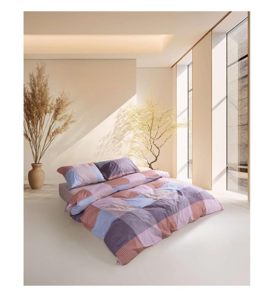 Housse de couette Ranforce King, FR, 100 % coton Ranforce, bleu, violet, orange, rose