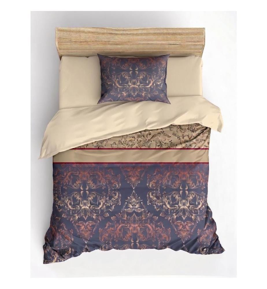 Housse de couette simple, FR, 70 % coton / 30 % polyester, bleu foncé, blanc
