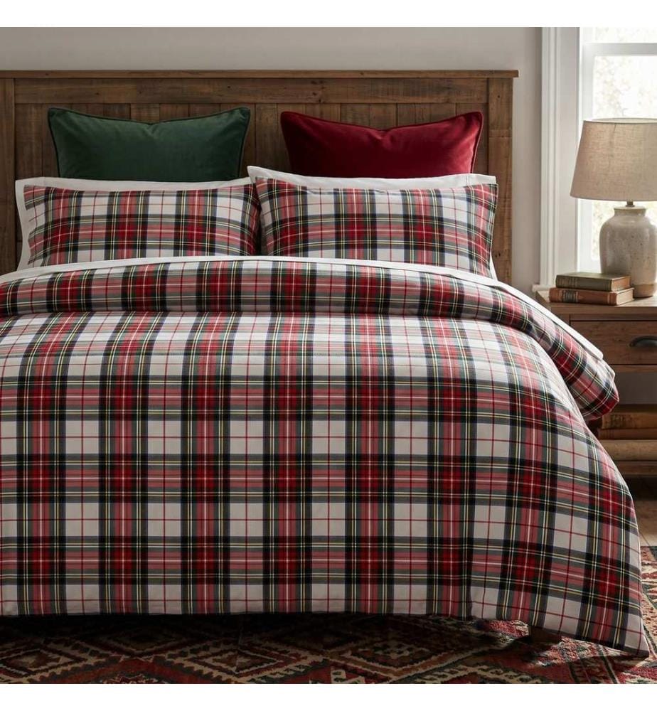 Housse de couette King, FR, 70 % coton / 30 % polyester, rouge, noir, blanc