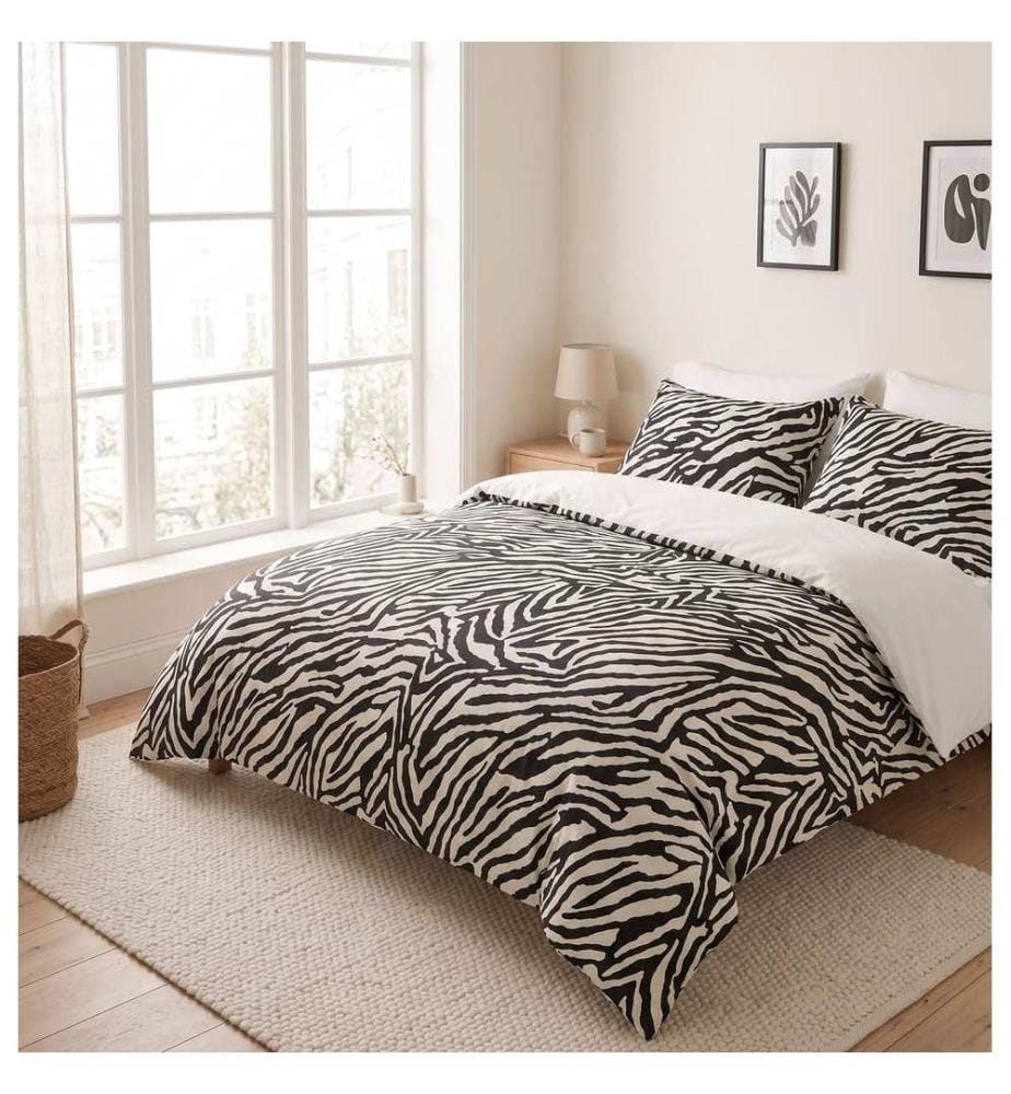 Housse de couette King, FR, 70 % coton / 30 % polyester, noir et blanc