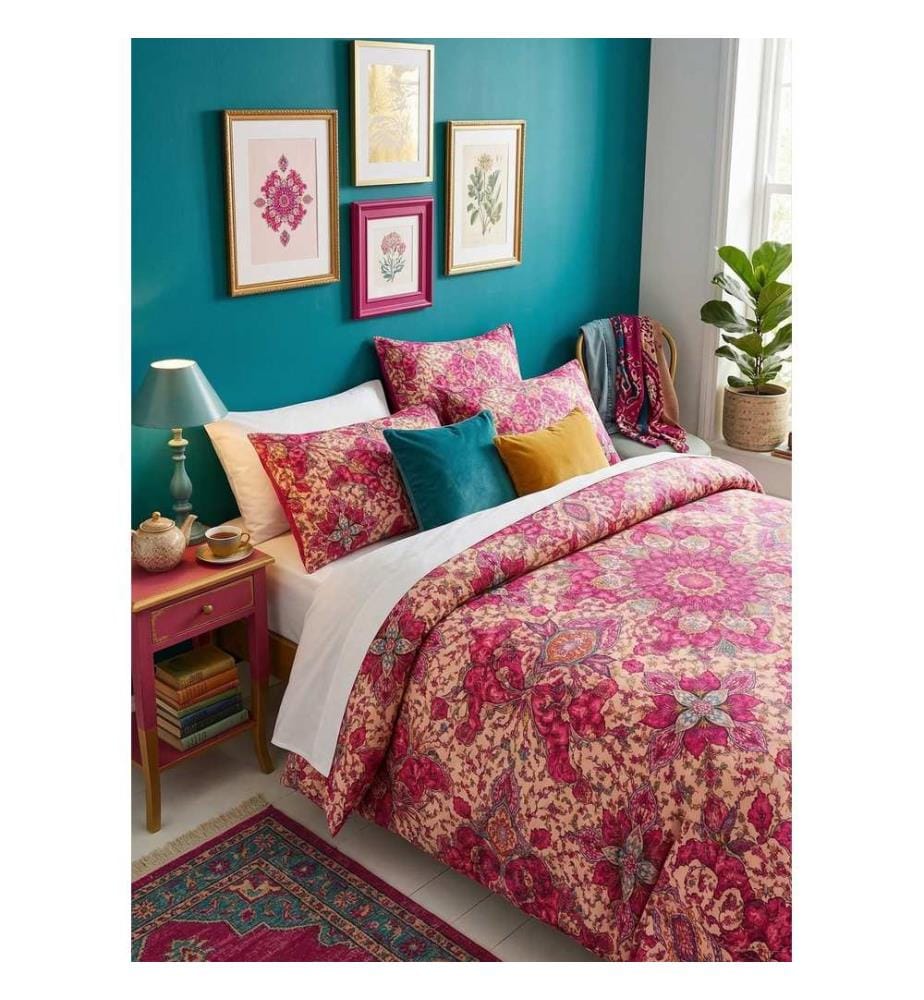 Bettwäsche-Set (Super King), FR, 70 % Baumwolle / 30 % Polyester, mehrfarbig