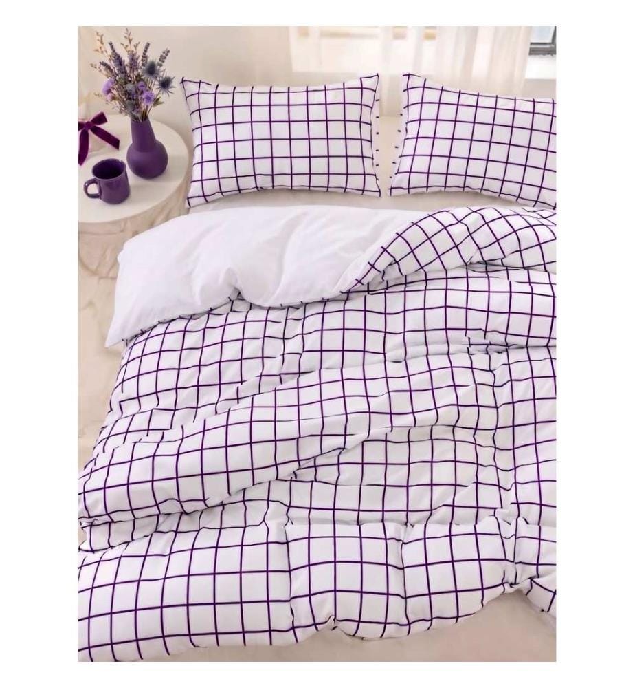 Housse de couette très grand lit, résistante au froid, 70 % coton / 30 % polyester, blanc et violet