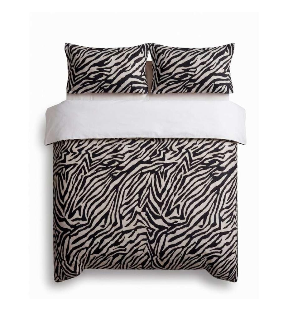 Housse de couette très grand lit, résistante au froid, 70 % coton / 30 % polyester, noir et blanc