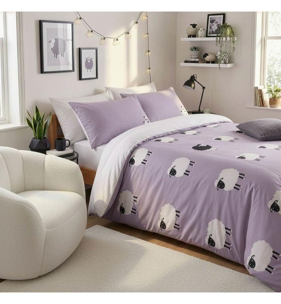 Doppelbettwäsche-Set, FR, 70 % Baumwolle / 30 % Polyester, Flieder