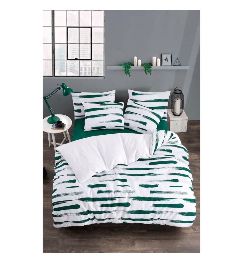 Housse de couette double, résistante au froid, 70 % coton / 30 % polyester, verte