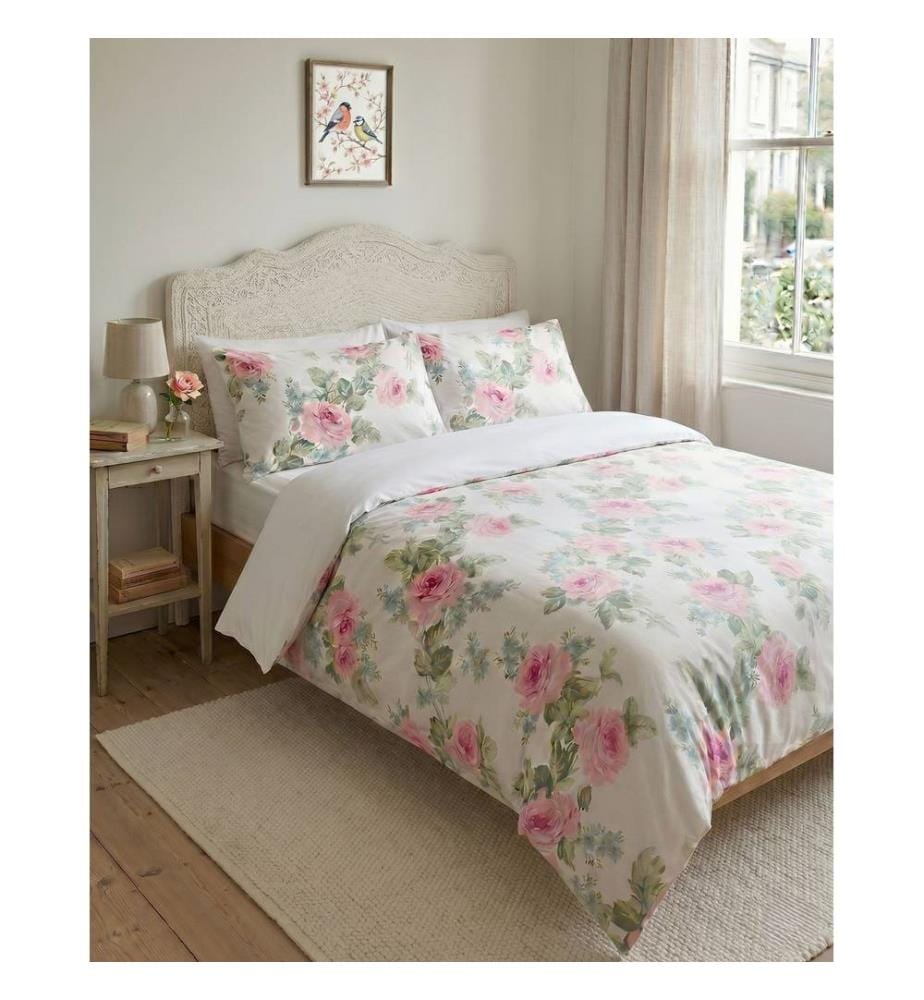 Parure de lit double, résistante au froid, 70 % coton / 30 % polyester, blanc, vert, rose