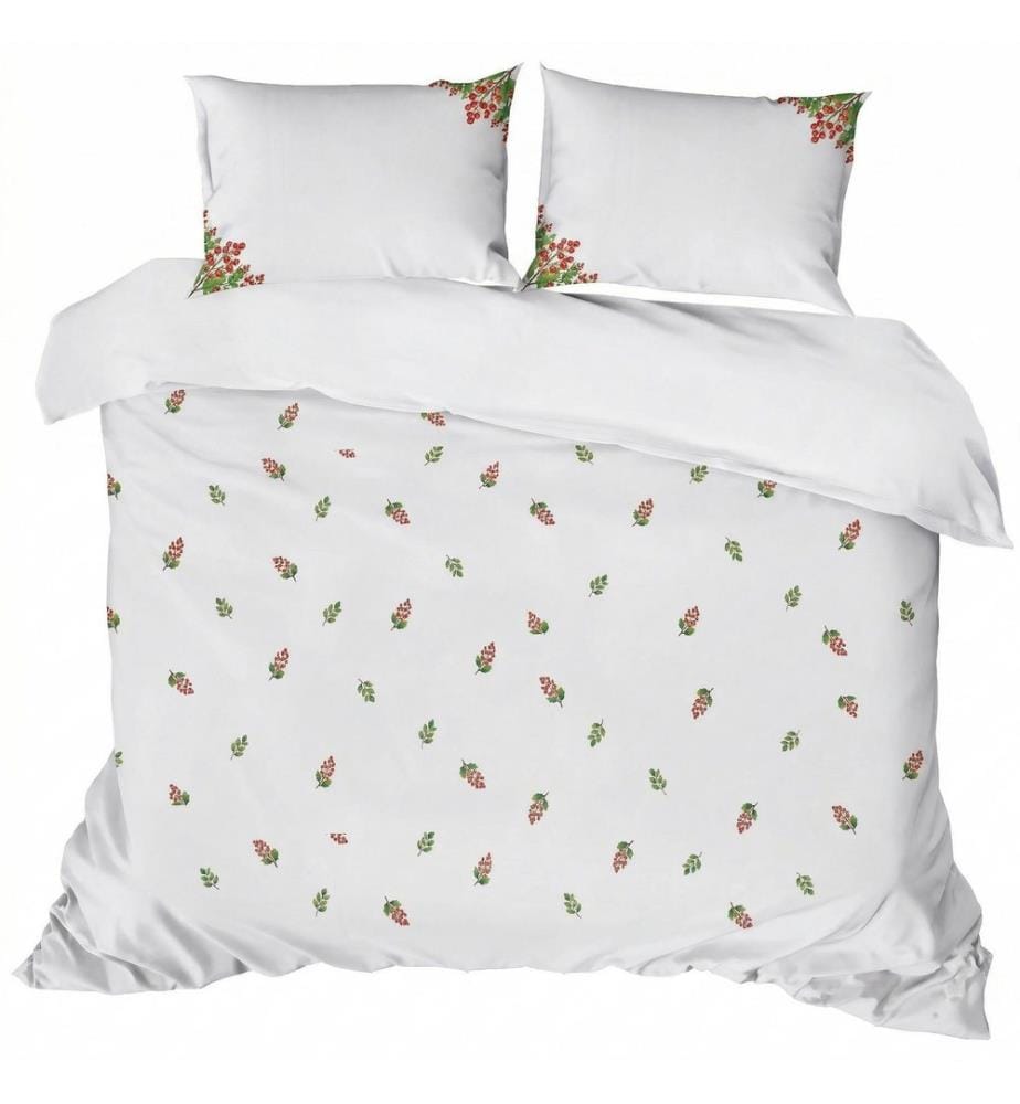 Doppelbettwäsche-Set, FR, 70 % Baumwolle / 30 % Polyester, Weiss, Grün, Rot