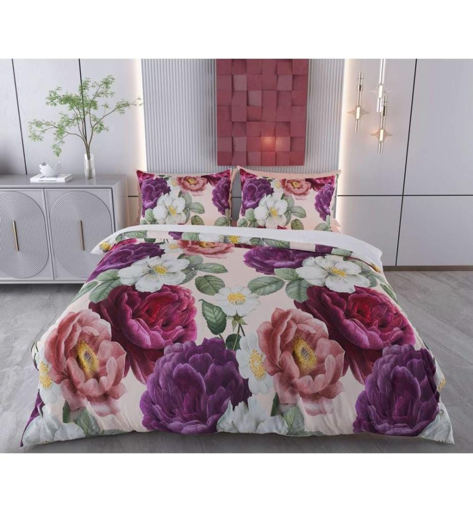 Parure de lit King, résistante au froid, 70 % coton / 30 % polyester, violet, rouge, vert, rose poudré