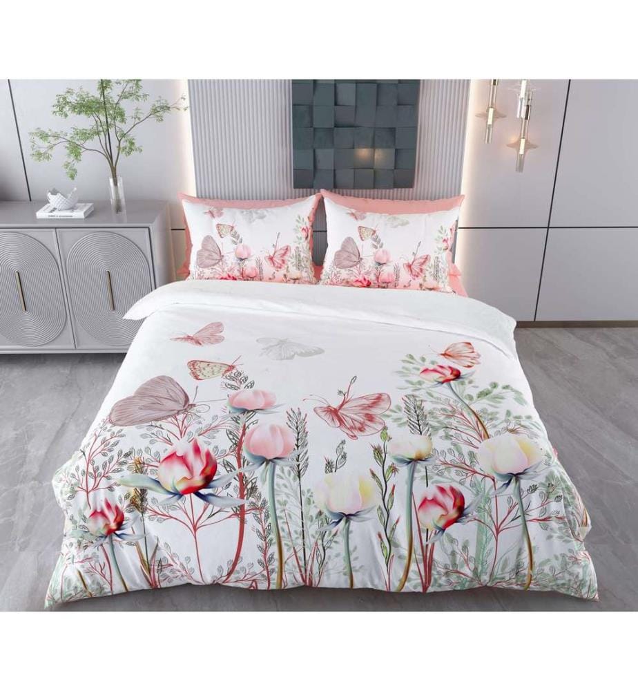 Housse de couette Super King, FR, 70 % coton / 30 % polyester, blanc, rose poudré, rouge, vert