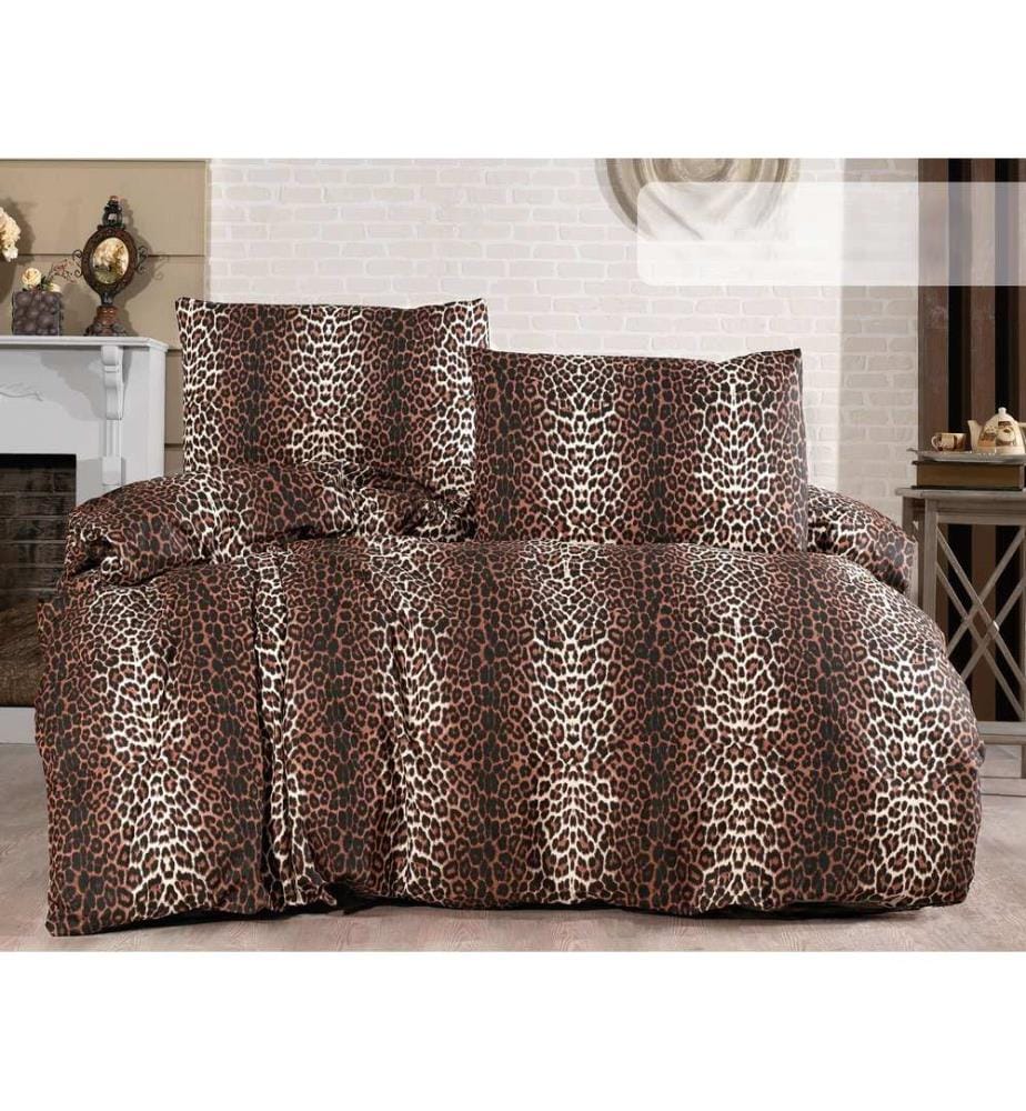 Parure de lit Ranforce King, résistante au feu, 100 % coton Ranforce, marron, crème, noir