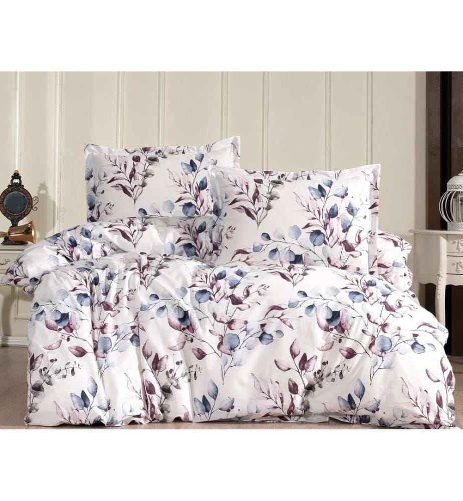 Parure de lit Ranforce Super King, FR, 100 % coton Ranforce, blanc, violet, bleu, gris