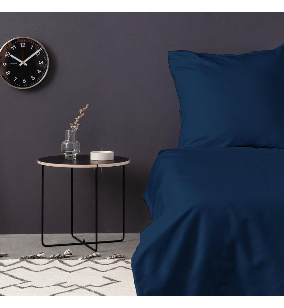 Parure de lit double en satin, FR, 100 % coton satin, bleu pétrole